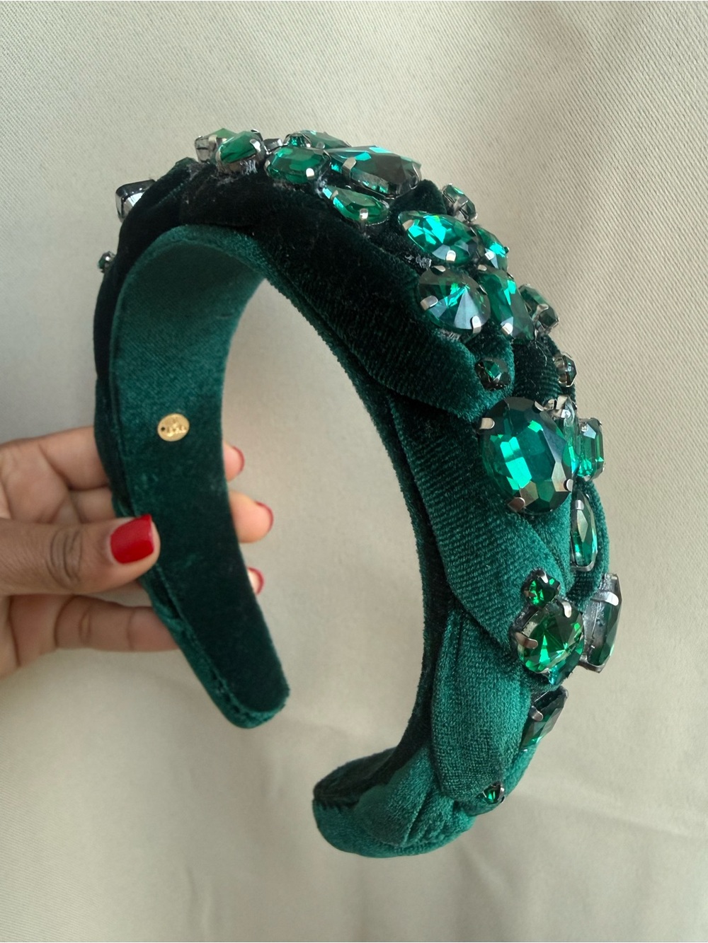 Emerald Velvet handmae Jeweled Headband - Women Accessories
